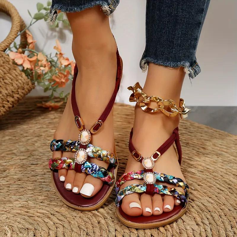 Zolavie – Vlakke Boho Dames Sandalen met Ondersteunende Zool en Zomerse Stijl