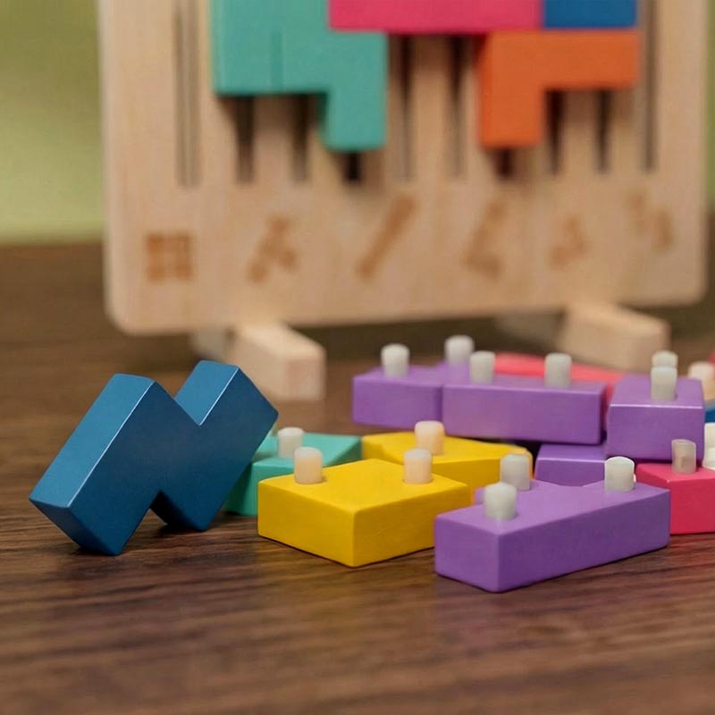 Houten tetris-puzzelspel - breinbreker die met je kind meegroeit