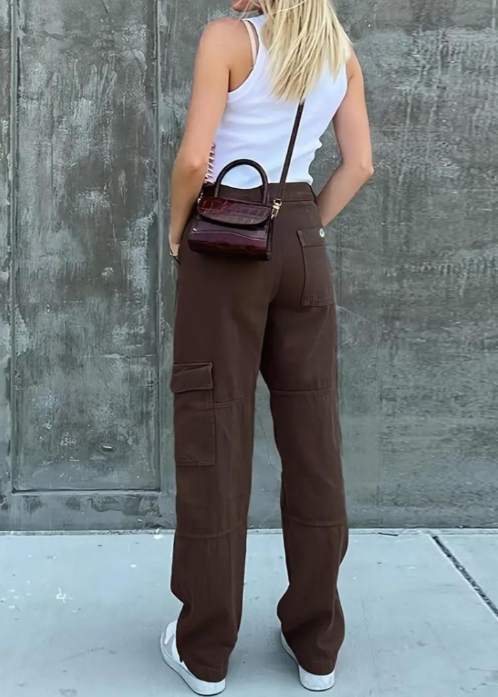 Trendy Hoge Taille Cargo Jeans Dames