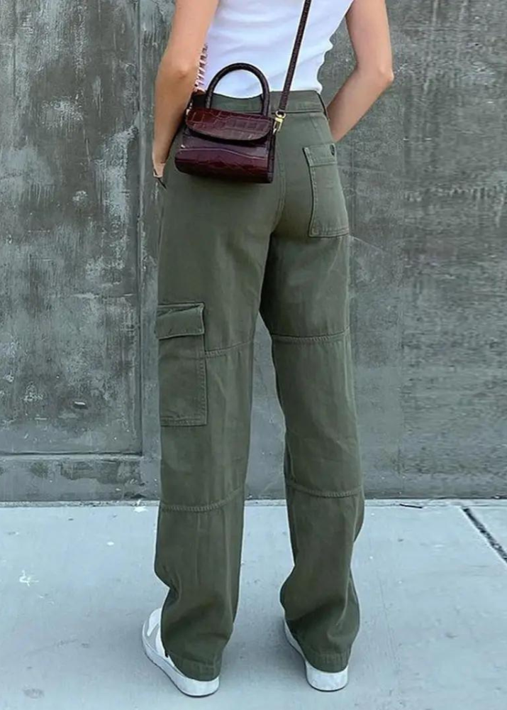 Trendy Hoge Taille Cargo Jeans Dames