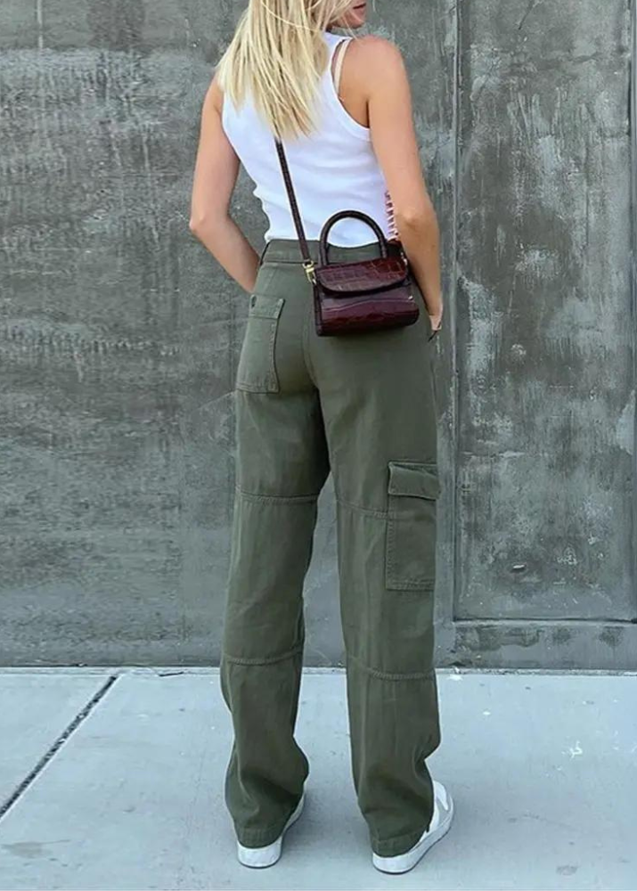 Trendy Hoge Taille Cargo Jeans Dames