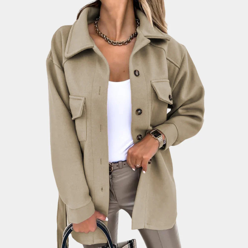
                  
                    Emilia - Getailleerde Damesjas met Ceintuur voor Herfst en Winter - SkinzLine
                  
                