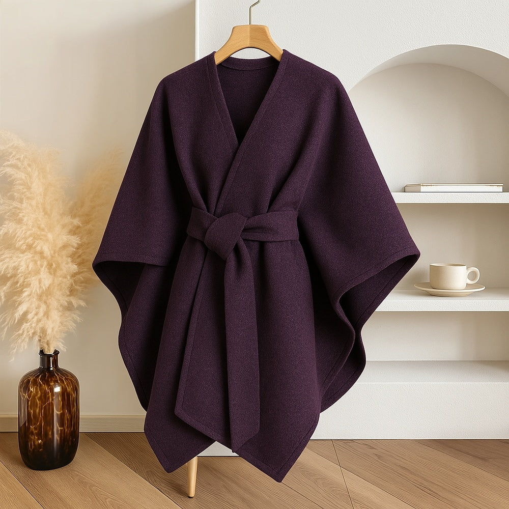 Luxe windbestendige Sjaal Jas met Elegante Drape