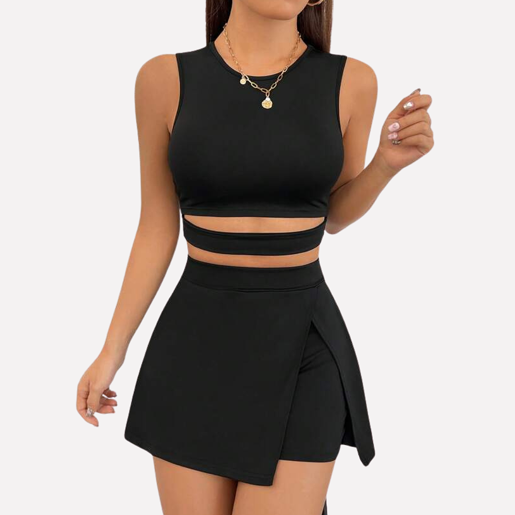 Dames Shirtvest en Split Skort Set