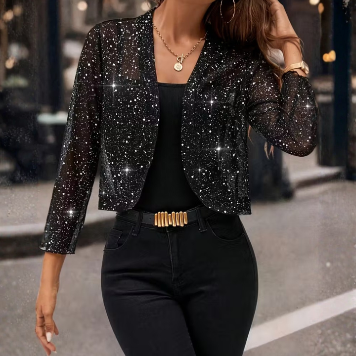 Dames glitter pailletten cardigan jas