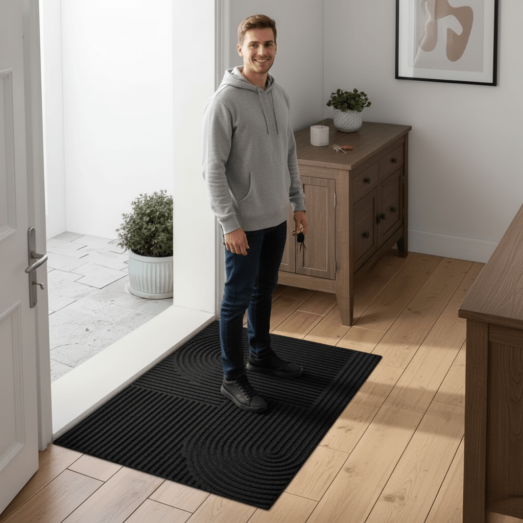AQUARAY – Absorberende en wasbare mat met vloeiend lijnenpatroon