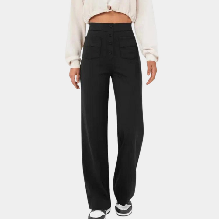 Zwarte broek met hoge taille voor dames