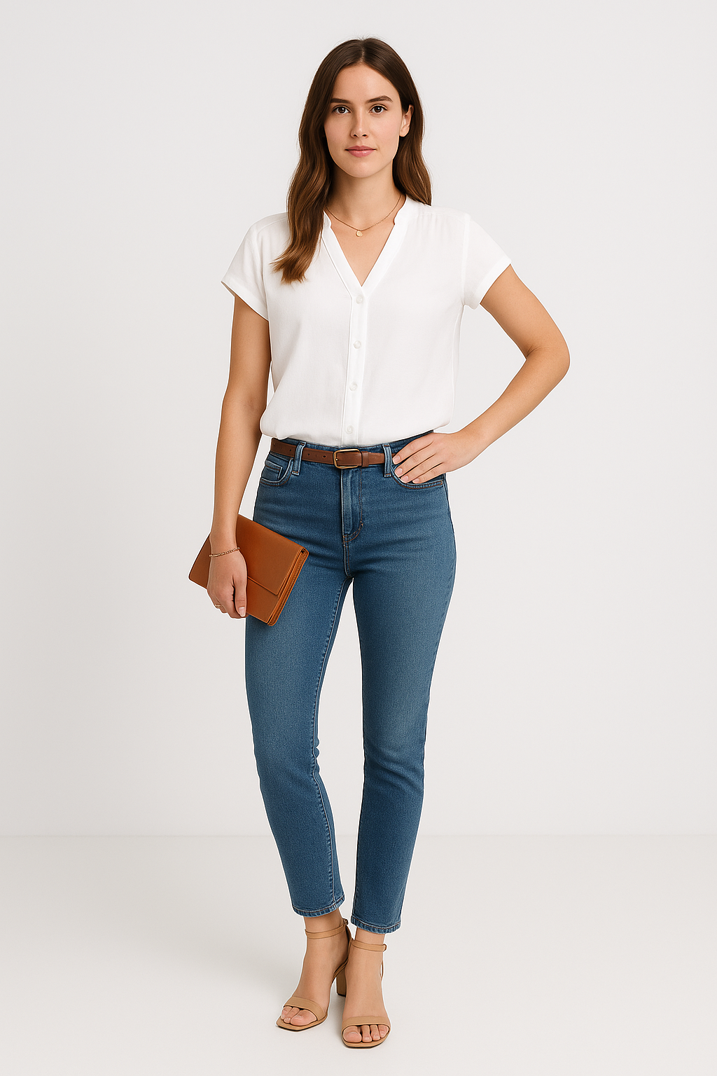 Celina – Chic Wit Overhemd met Knoopsluiting en Korte Mouwen