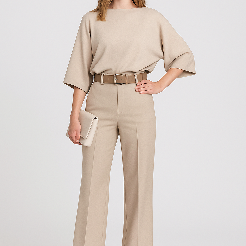 Cendrine – Casual Twee-Delige Set met Riem en Elegante Pasvorm