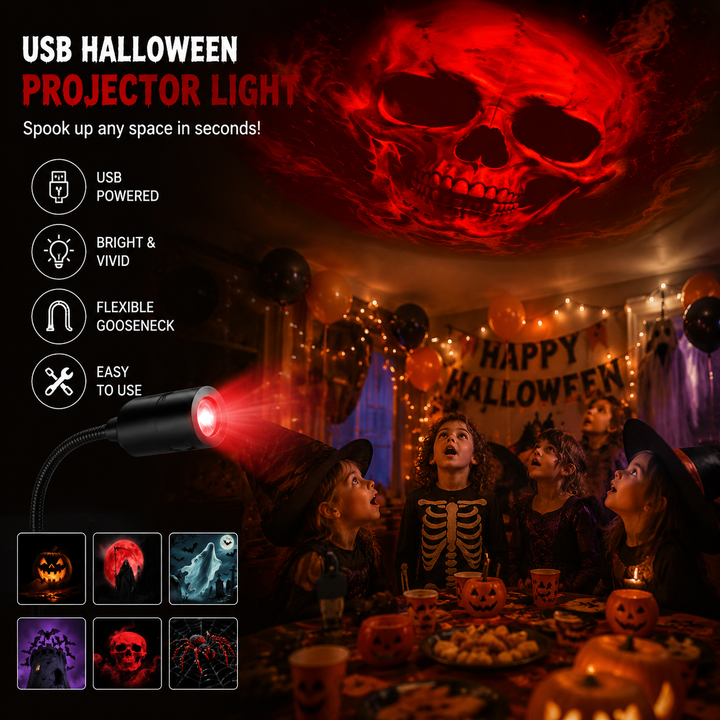 HD Halloween-projector – 6 griezelige scènes voor directe sfeer