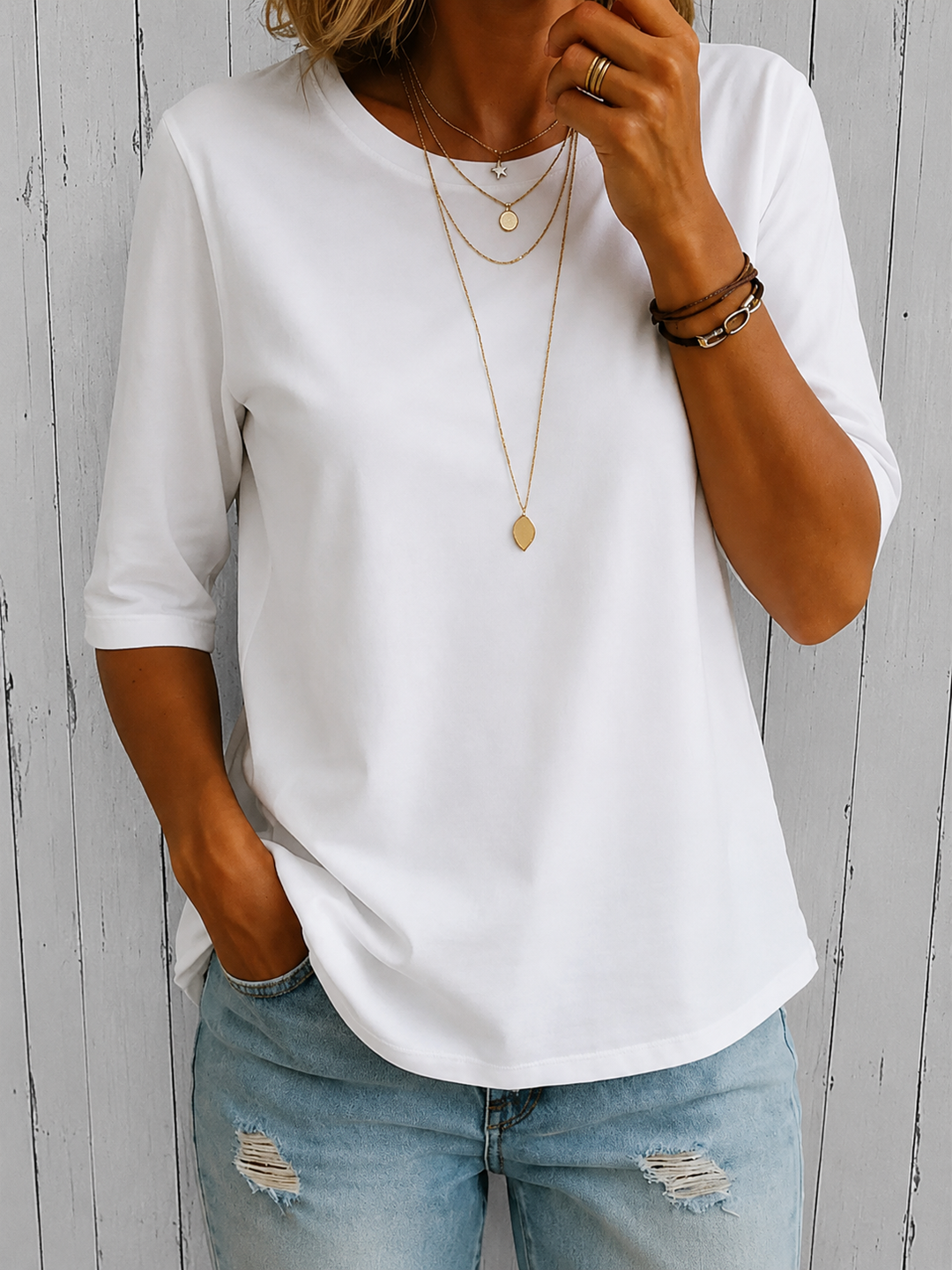 Los dagelijks T-shirt met halve mouwen voor dames