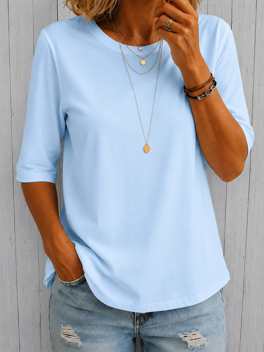 Los dagelijks T-shirt met halve mouwen voor dames