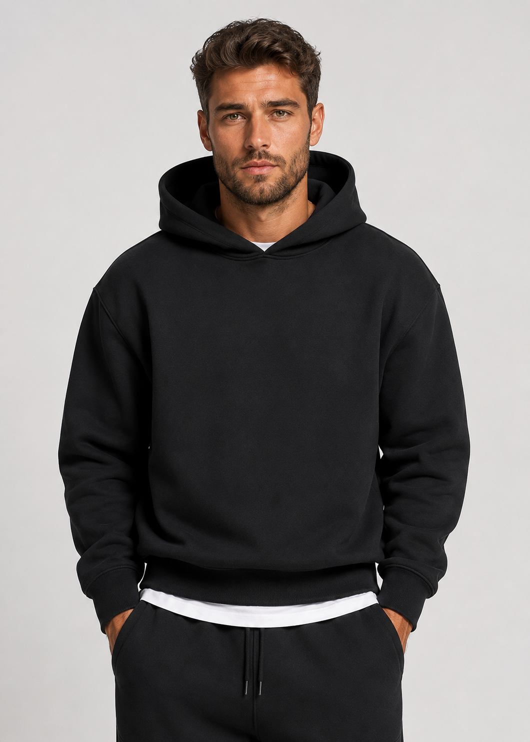 Heren hoodie- & joggerset - zachte katoenmix, losse pasvorm