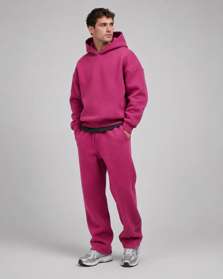 Heren hoodie- & joggerset - zachte katoenmix, losse pasvorm