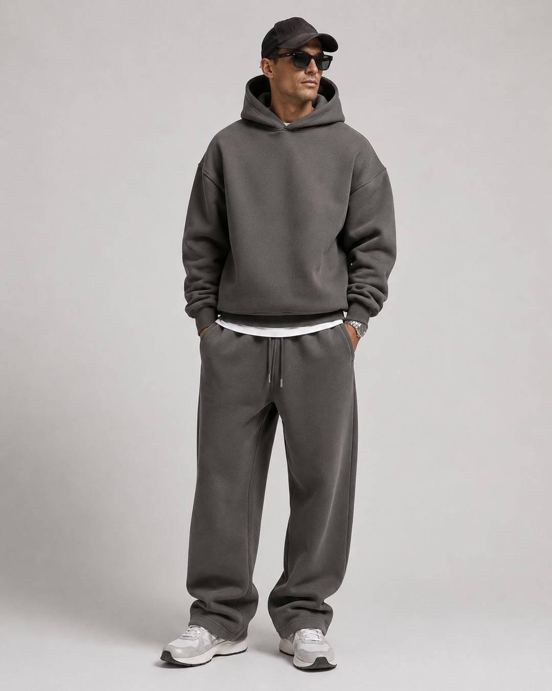 Heren hoodie- & joggerset - zachte katoenmix, losse pasvorm
