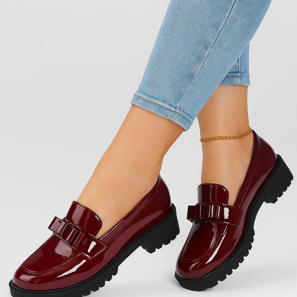Virelza – Elegante Damesloafers met Dikke Hak en Chique Strik voor Dagelijks Comfort