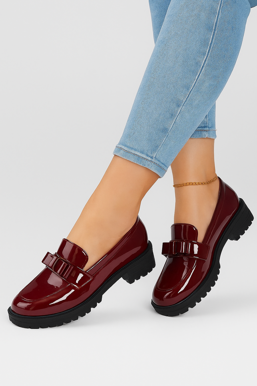 Virelza – Elegante Damesloafers met Dikke Hak en Chique Strik voor Dagelijks Comfort