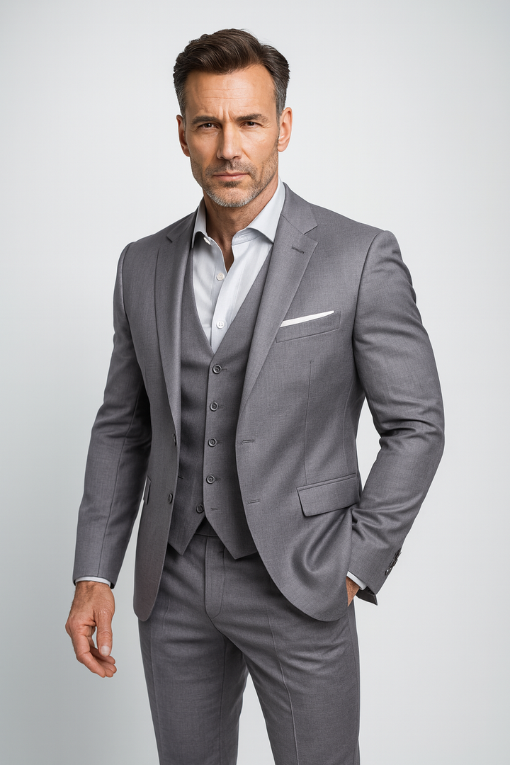 Heren slim-fit formeel driedelig pak met gilet