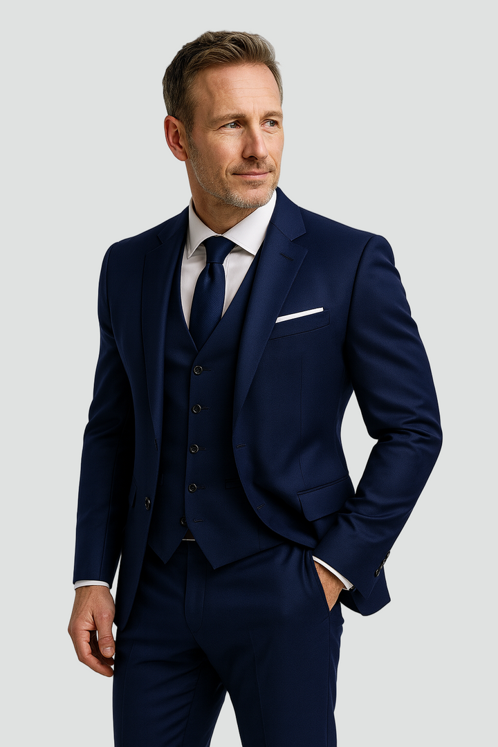 Heren slim-fit formeel driedelig pak met gilet