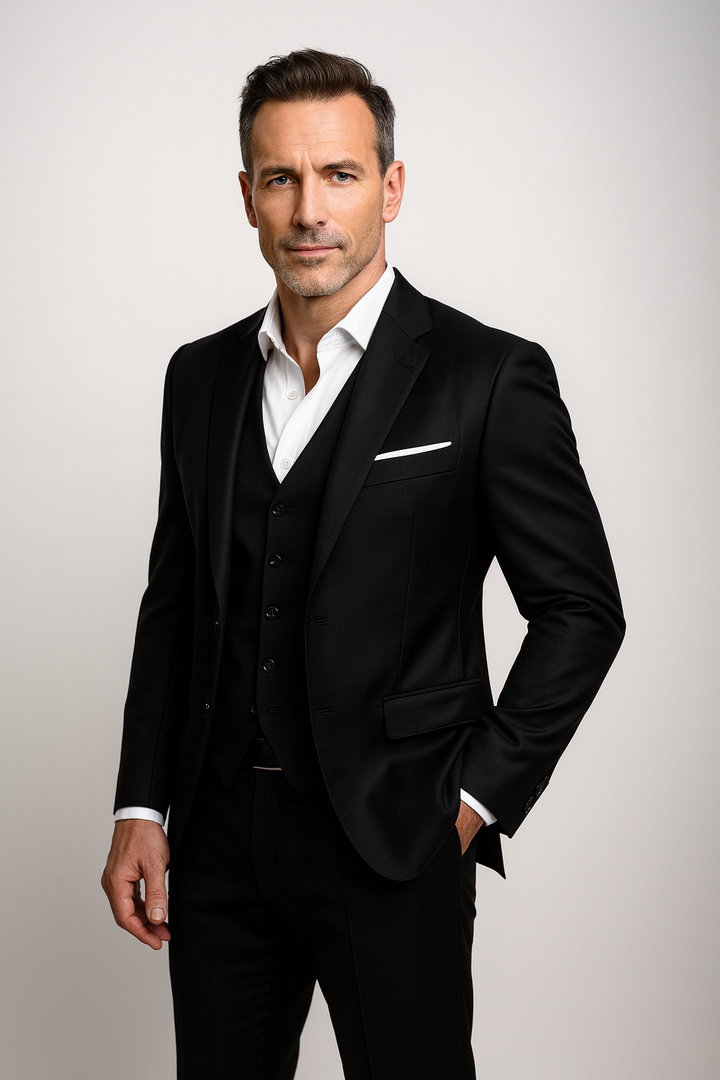 Heren slim-fit formeel driedelig pak met gilet
