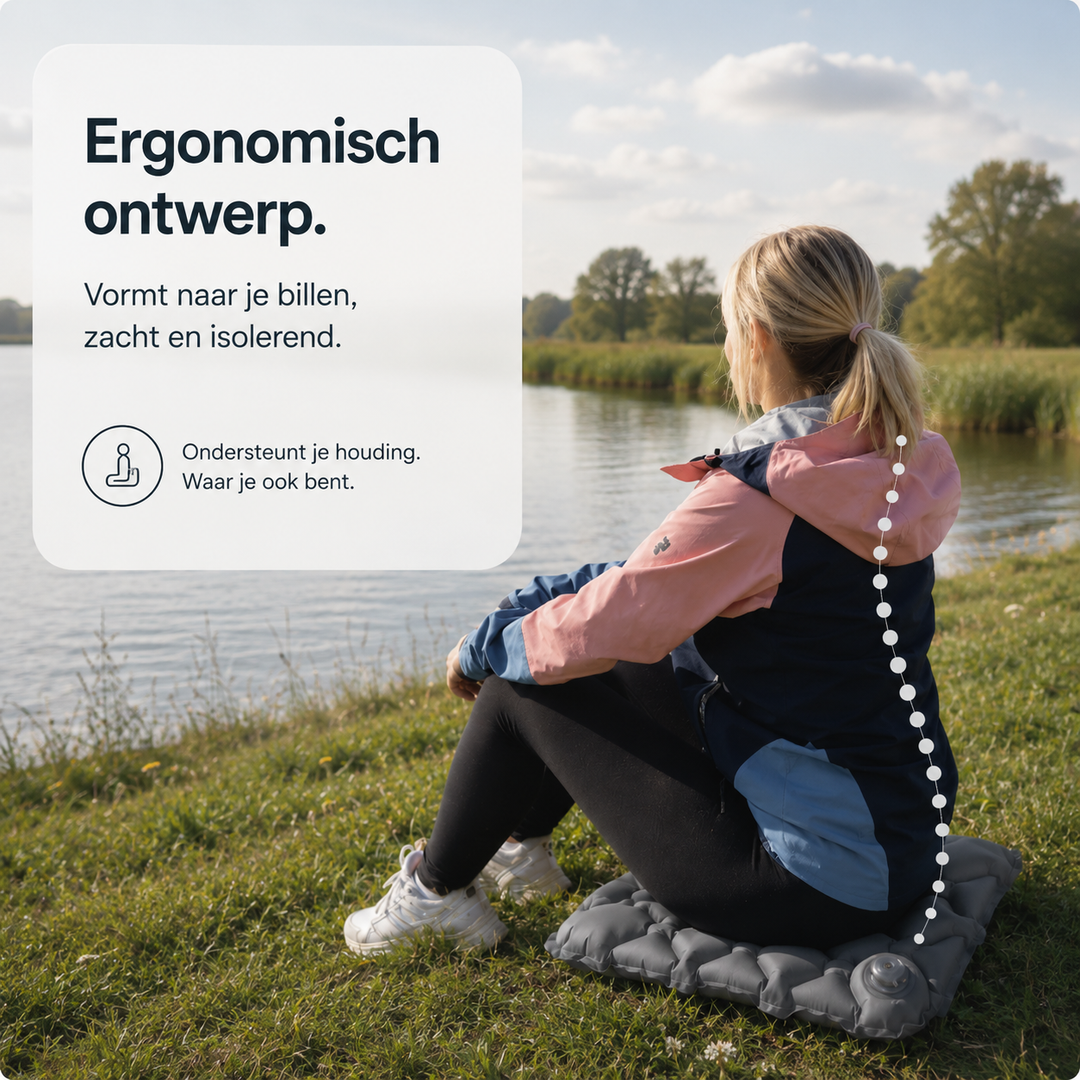 Ultracompact opblaasbaar zitkussen - lichtgewicht draagbaar reiszitkussen