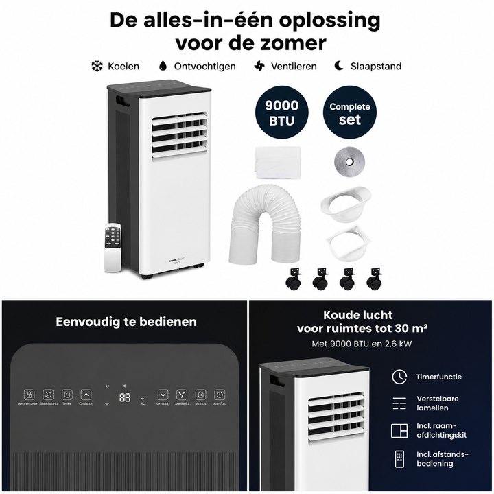 KIMO Mobiele Airconditioner 9000 BTU Met Wifi