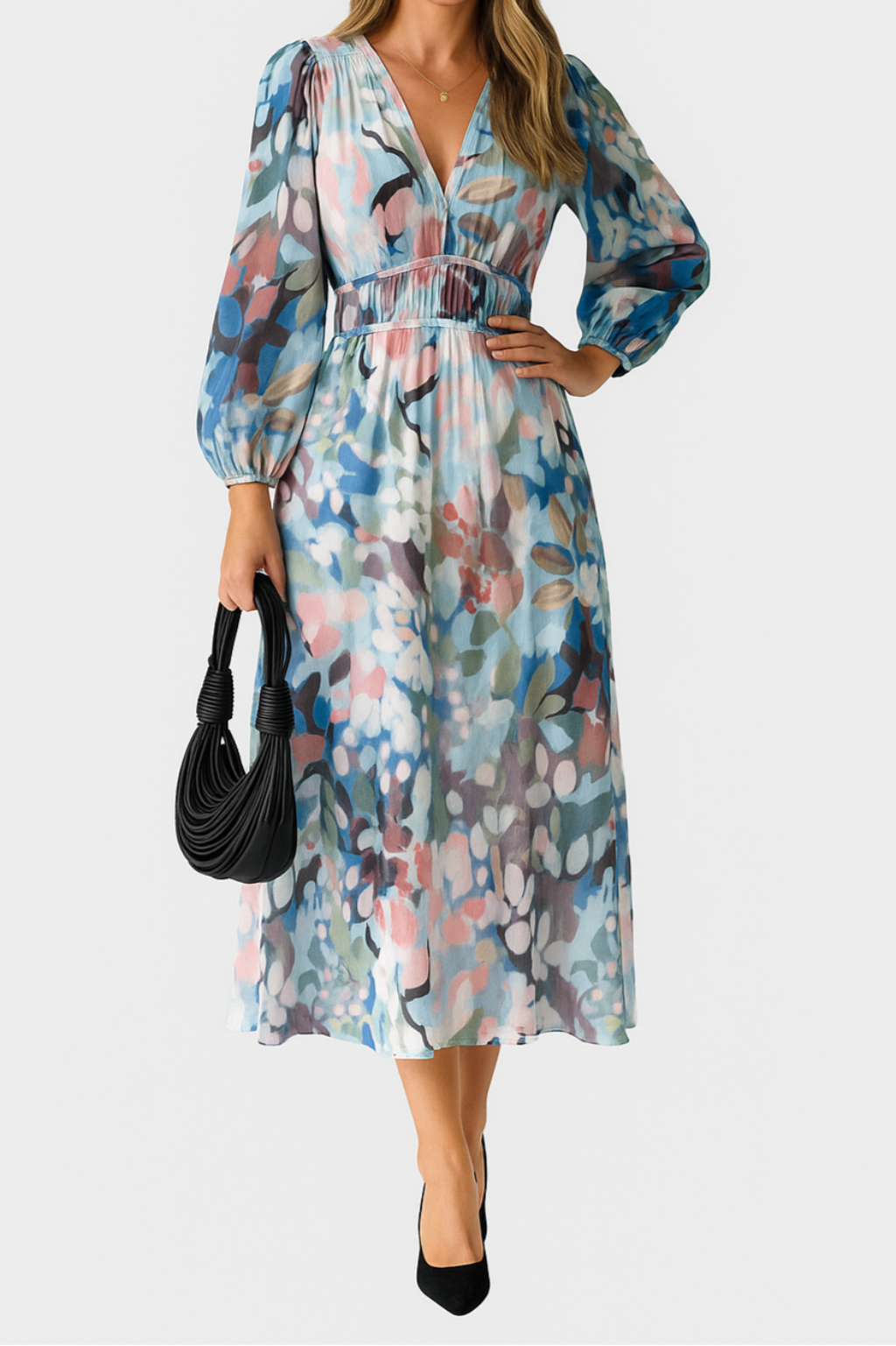 Floradia – Luchtige Bloemen Maxi Jurk met V-Hals