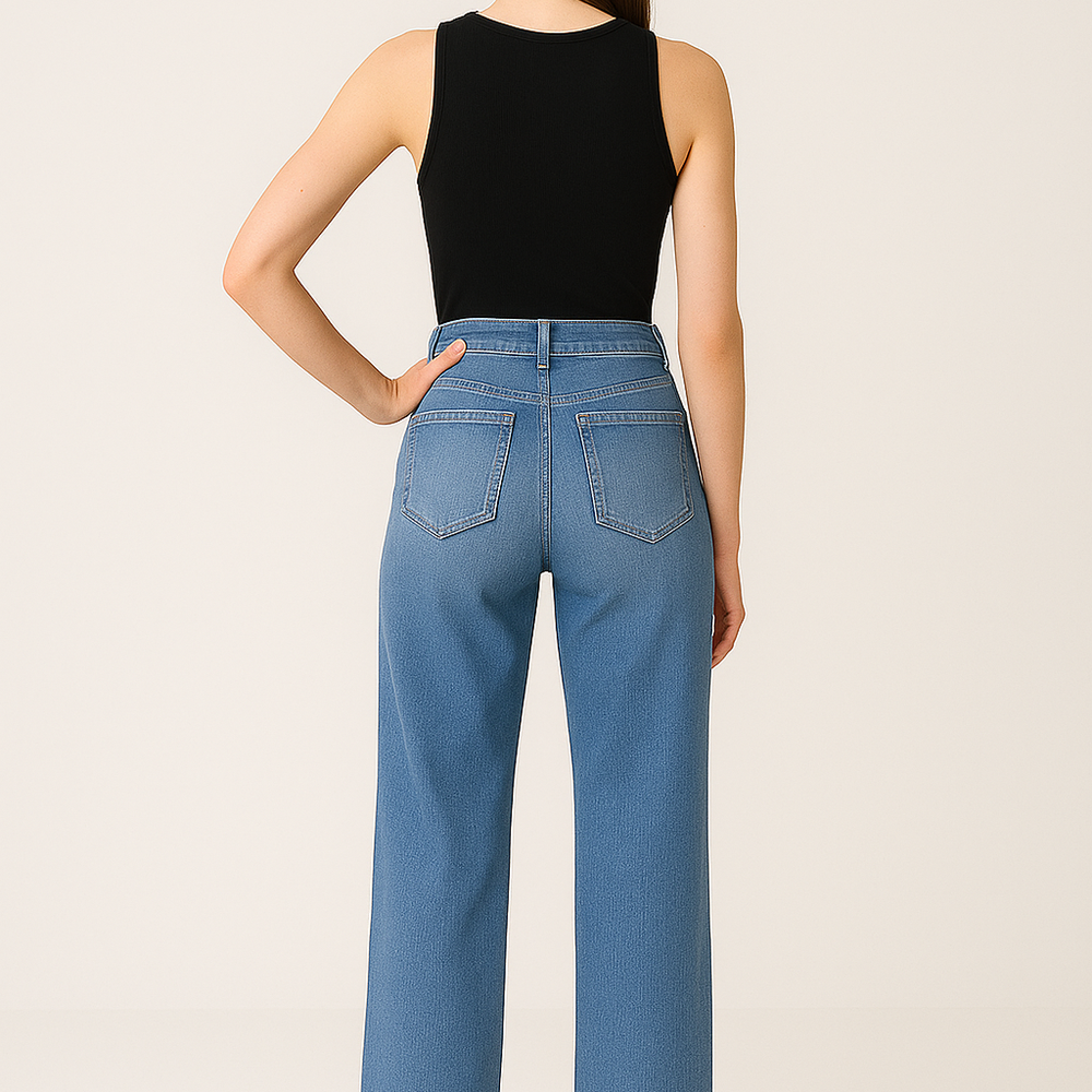 Jeandora – Hoge Taille Wijde Jeans - SkinzLine