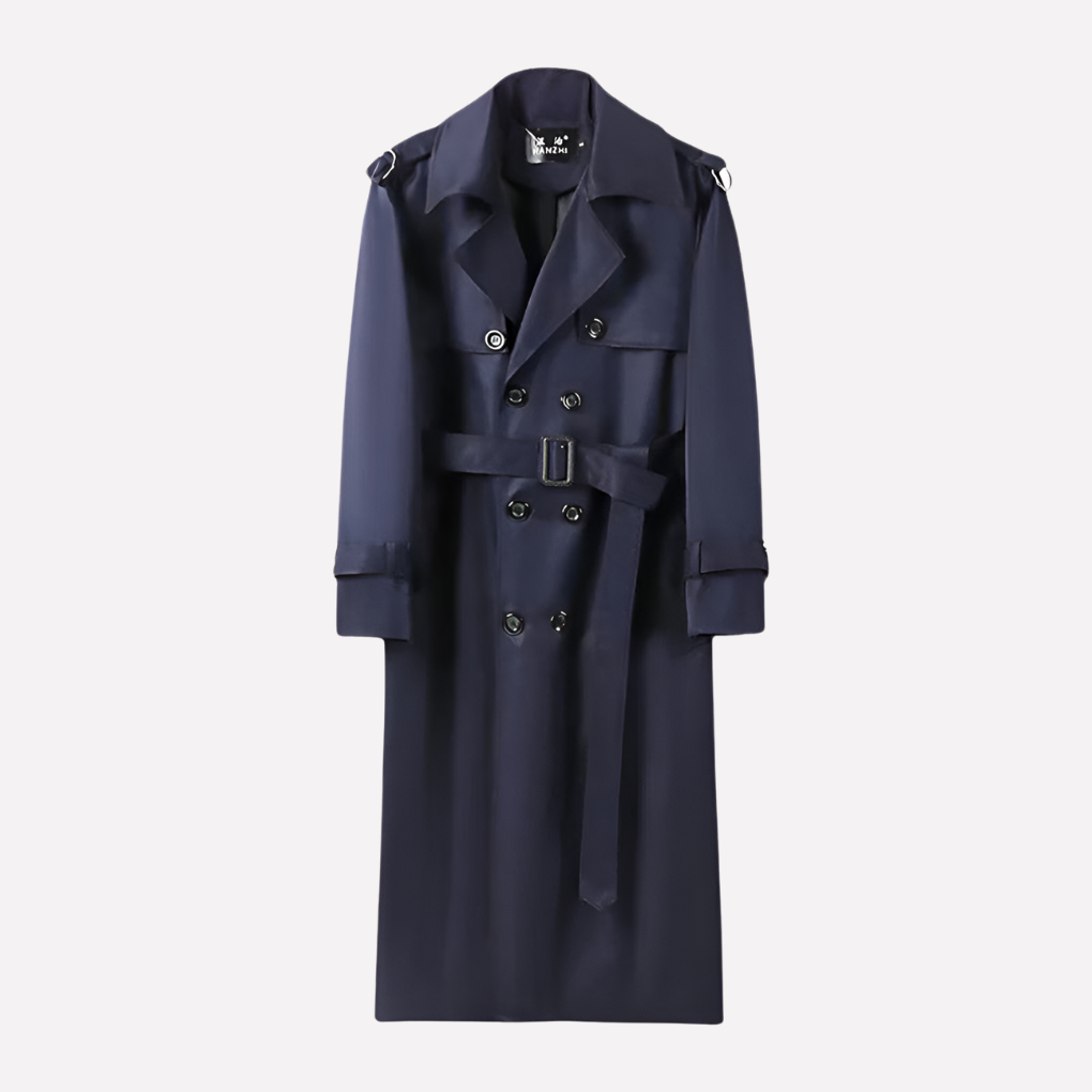 Heren Over de Knie Geknoopte Trenchcoat