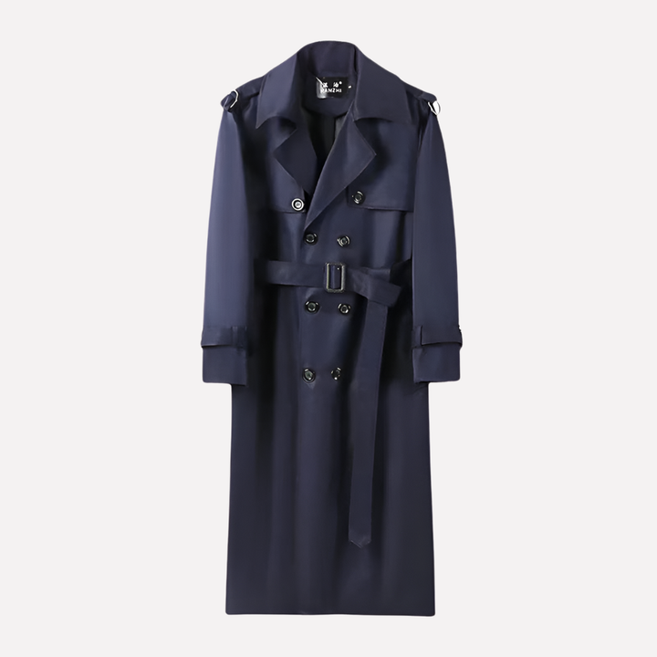 Heren Over de Knie Geknoopte Trenchcoat