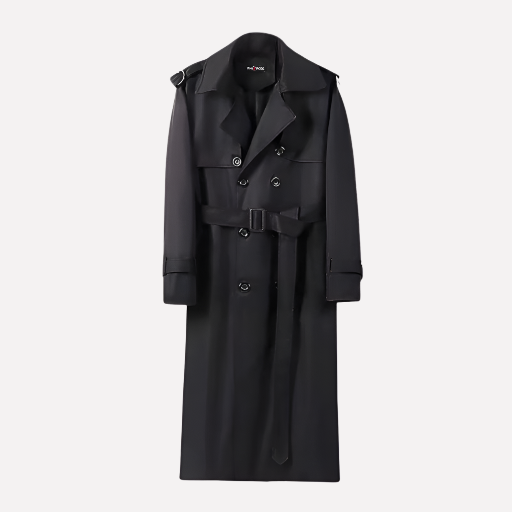 Heren Over de Knie Geknoopte Trenchcoat