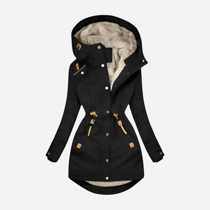 Dames Parka met Gevoerde Capuchon en Koord in de Taille