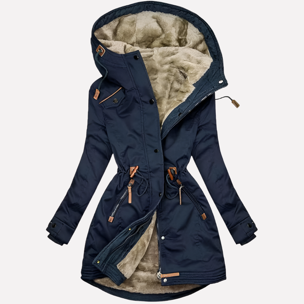 Dames Parka met Gevoerde Capuchon en Koord in de Taille