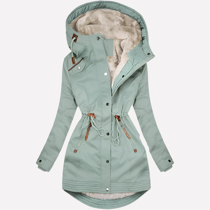 Dames Parka met Gevoerde Capuchon en Koord in de Taille