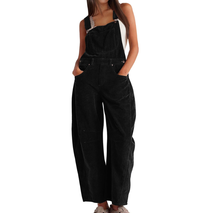Dames corduroy tuinbroek met wijde pijpen – casual utility-jumpsuit