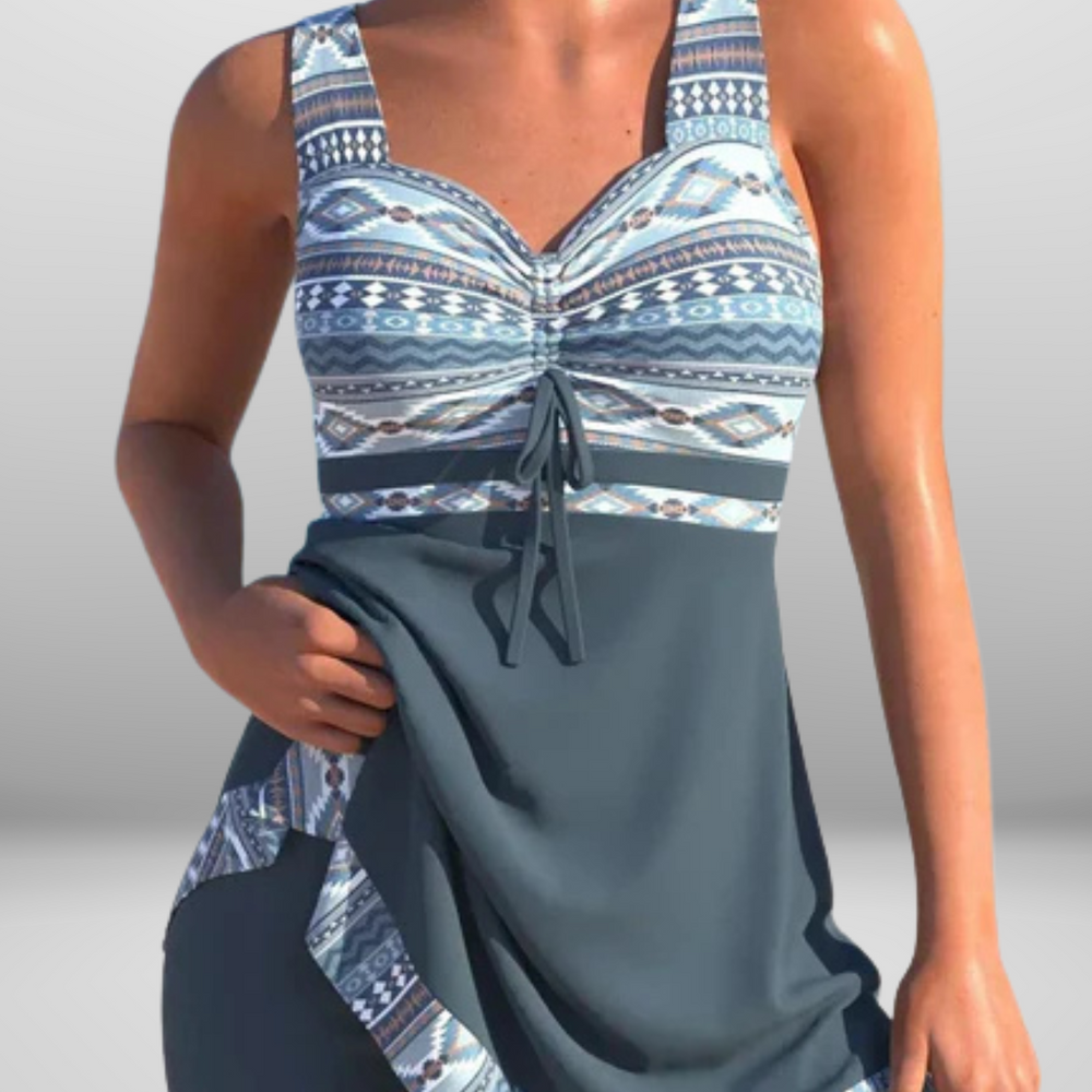 Claravie – Corrigerende Tankini Set met Rokje voor een Flatterend Silhouet