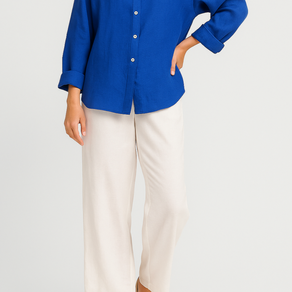 
                  
                    Clarise – Elegante Linnen Blouse in Zachte Roze Tint
                  
                