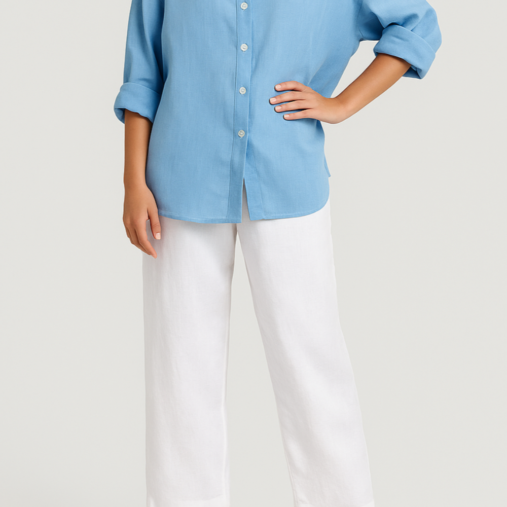 
                  
                    Clarise – Elegante Linnen Blouse in Zachte Roze Tint
                  
                