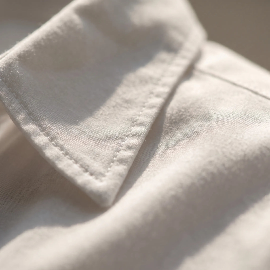 ClarvelleLong-Sleeve Collared Button-Up Blouse