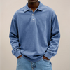 Herenpoloshirt met lange mouwen, knoopsluiting en losse pasvorm