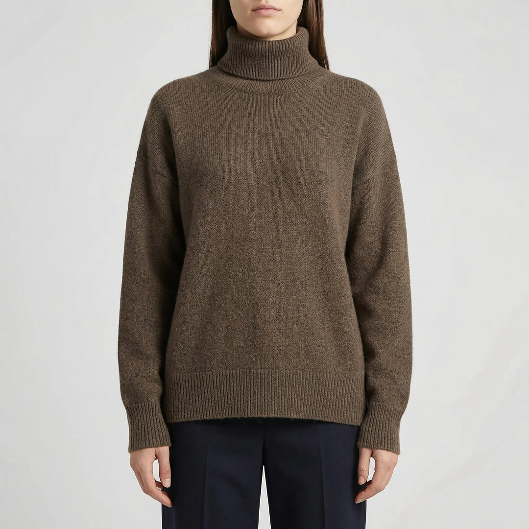 CollveraRibbed Turtleneck Long Sleeve Jumper