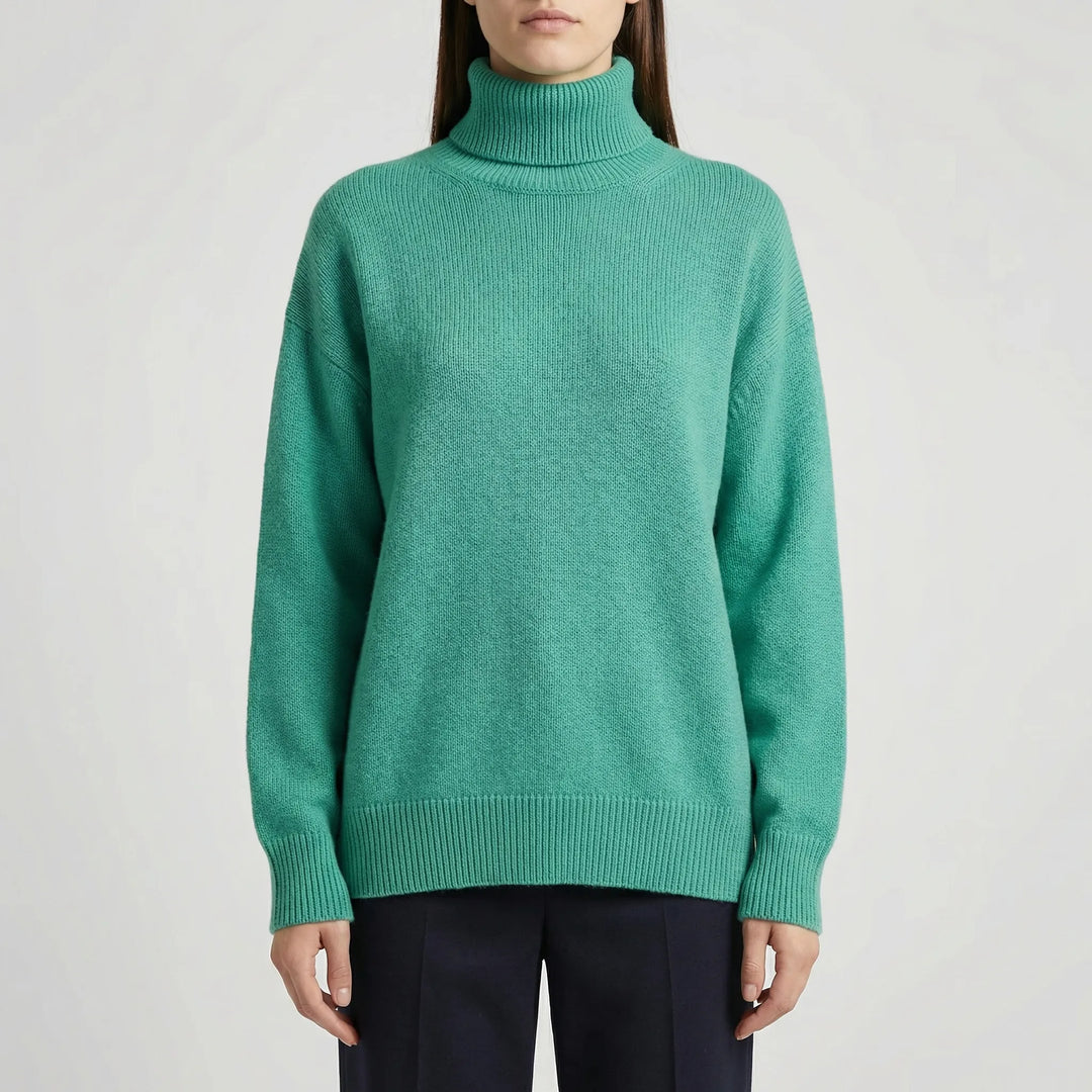 CollveraRibbed Turtleneck Long Sleeve Jumper