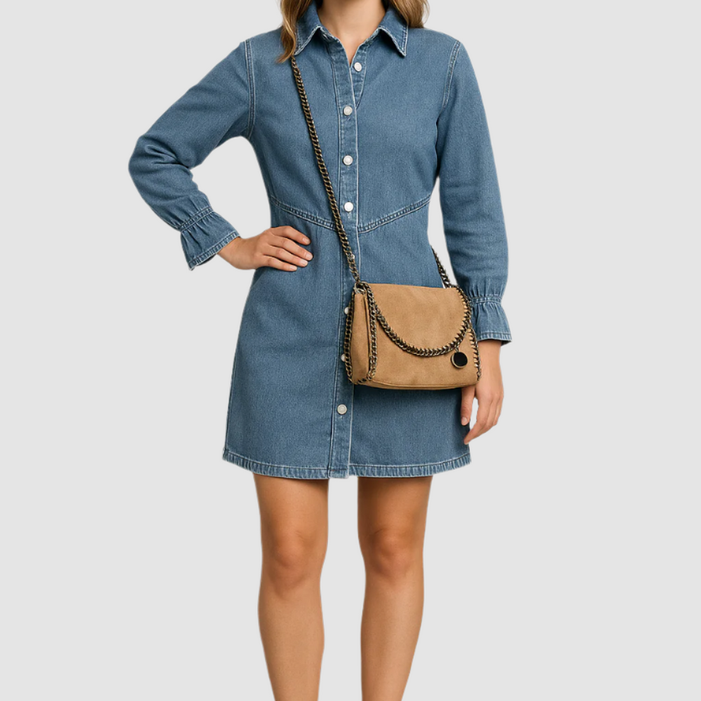 Dalia – Denim Knoopsluiting Mini Jurk - SkinzLine