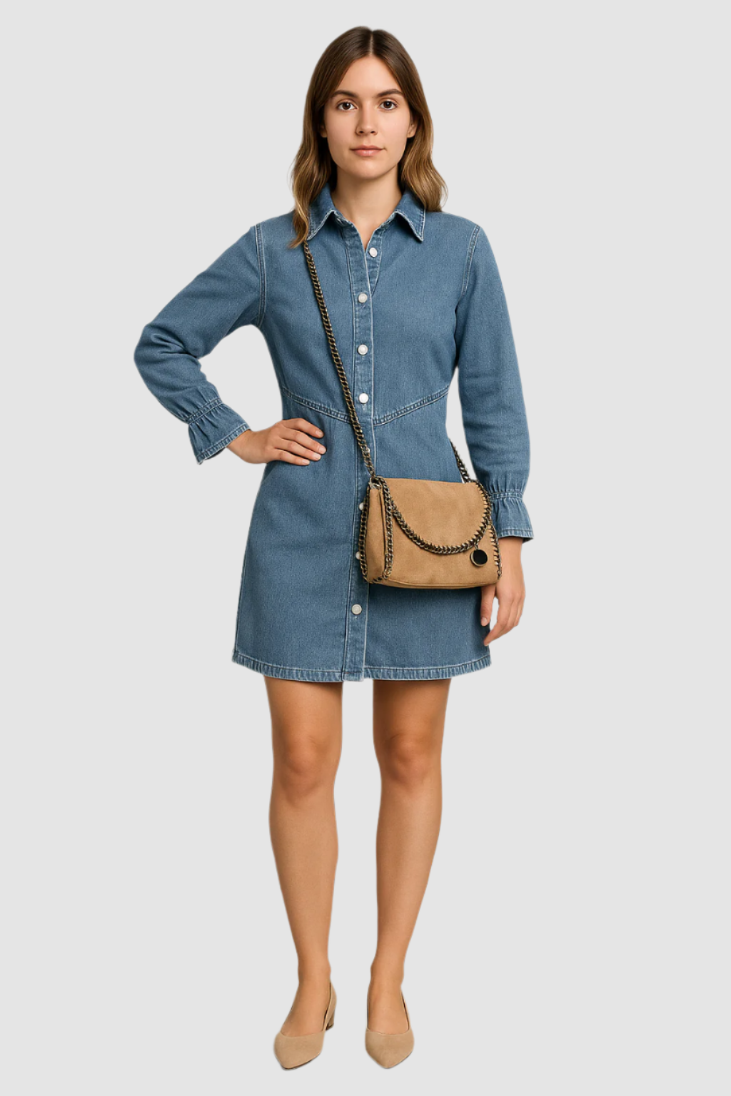 Dalia – Denim Knoopsluiting Mini Jurk - SkinzLine
