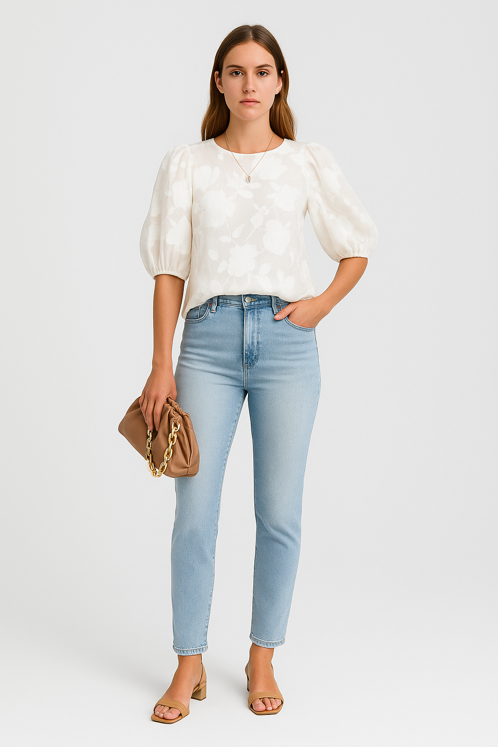 Deliane – Elegante Blouse met Bloemenprint en Pofmouwen