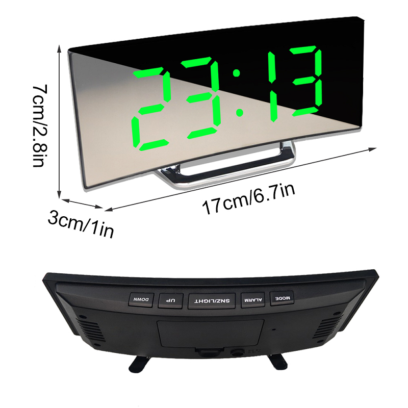 Digitale Klok | LED-wekker met Spiegel | Automatisch Dimmen Zonder Verblinding | CurveClock