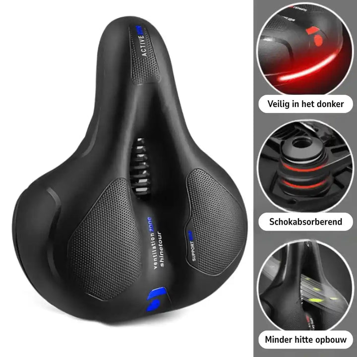 Ergonomische comfortabele fietszadel met uitsparing – met 2 inch dik schuim en waterdicht PU-leer