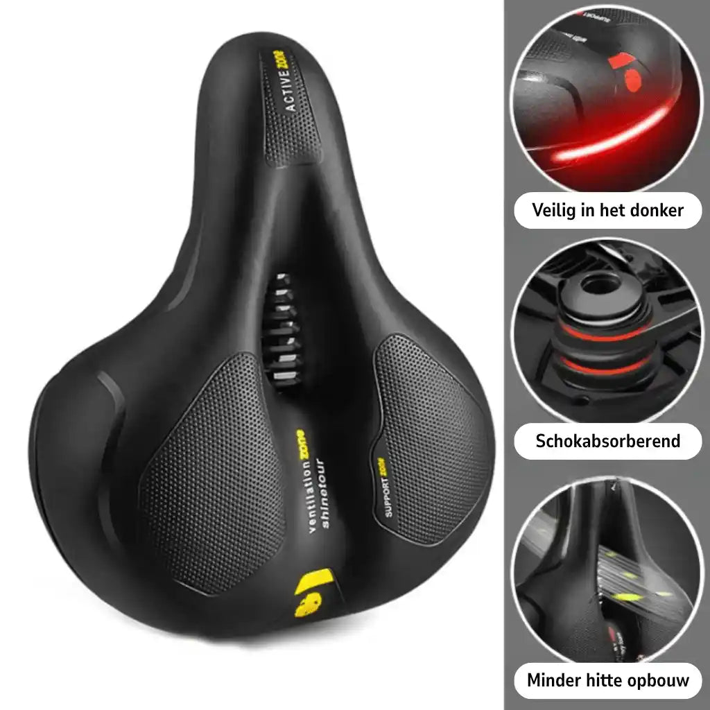 Ergonomische comfortabele fietszadel met uitsparing – met 2 inch dik schuim en waterdicht PU-leer