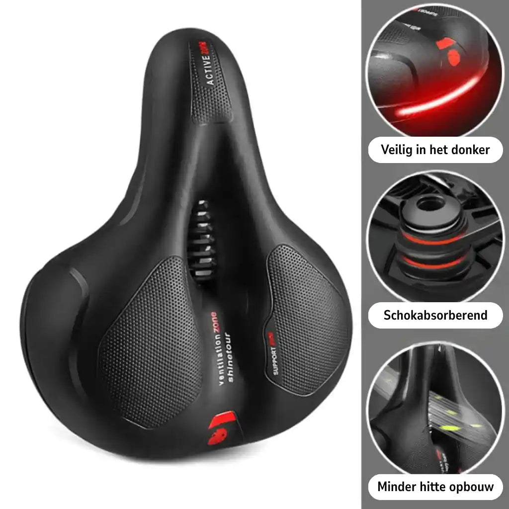 Ergonomische comfortabele fietszadel met uitsparing – met 2 inch dik schuim en waterdicht PU-leer