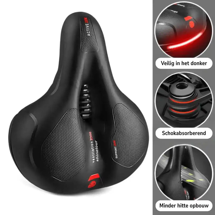Ergonomische comfortabele fietszadel met uitsparing – met 2 inch dik schuim en waterdicht PU-leer